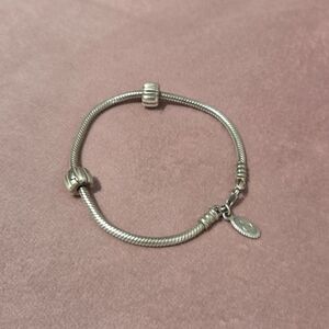 Pandora Elegant Silver Bracelet With Two Charms